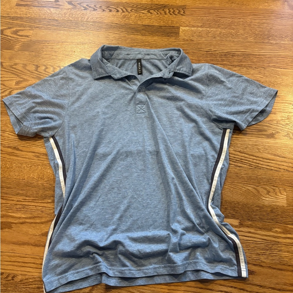 RVCA Boys Light Blue Polo with White Side Stripes